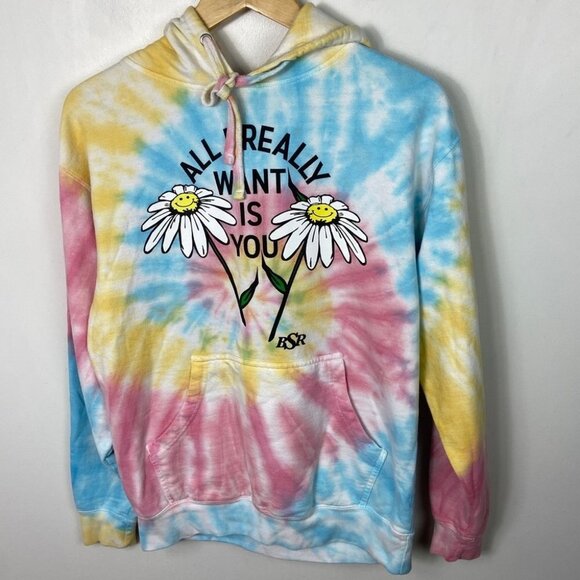 Dolls Kill By Samii Ryan Tie Dye Hoodie Sweatshirt Size Large Daisy Revolve Hood - Picture 14 of 16